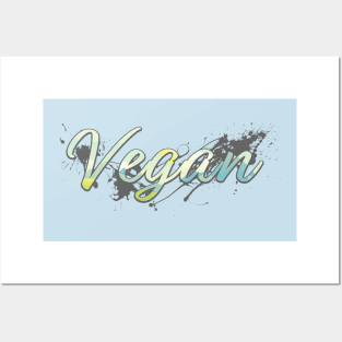 Happy Vegan Sunny Paint Splatter Graphic Logo T-Shirt Posters and Art